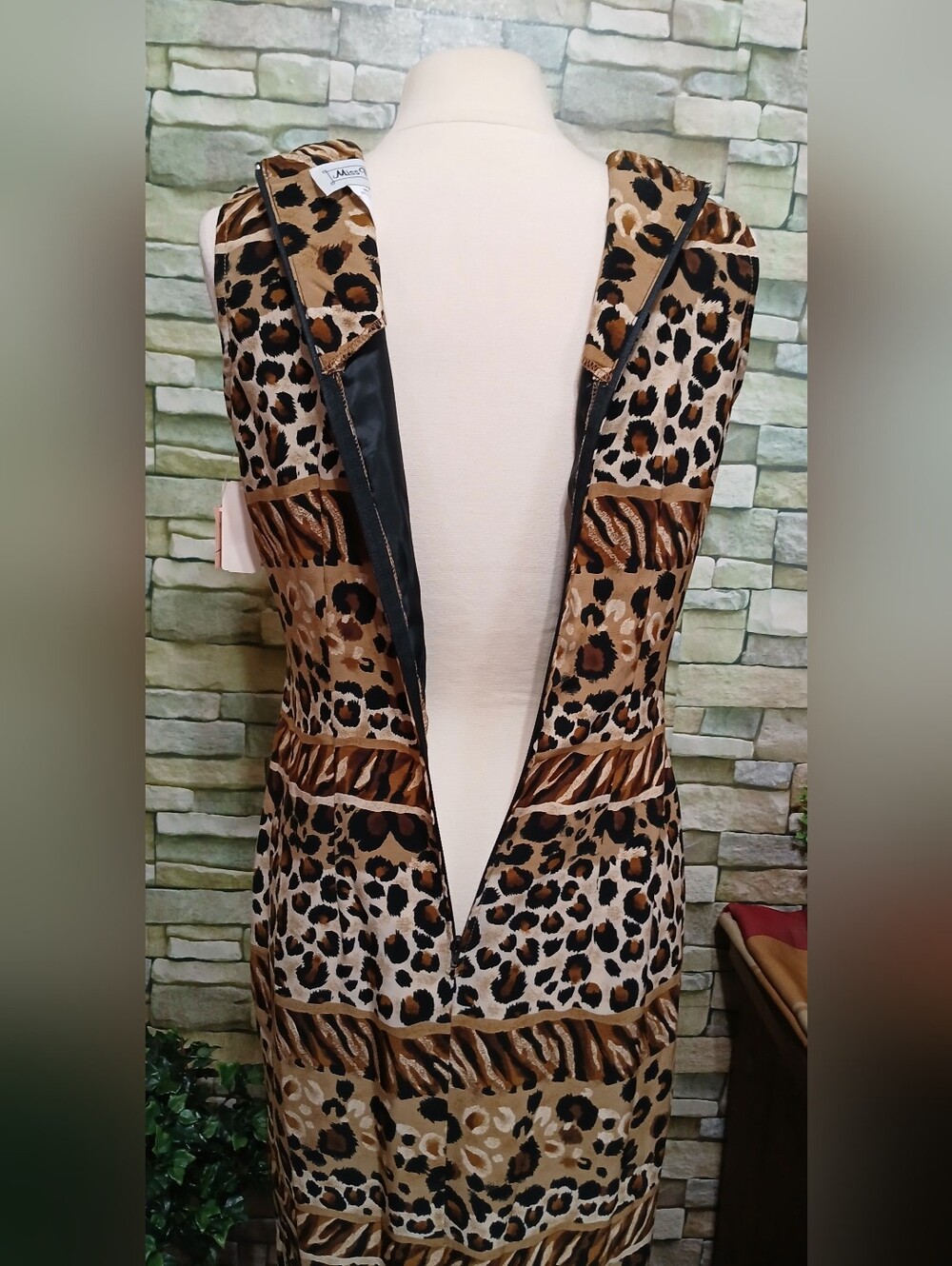 Miss Dorby Sleeveless Leopard Print Maxi Dress Brown Size 12 - Picture 4 of 5
